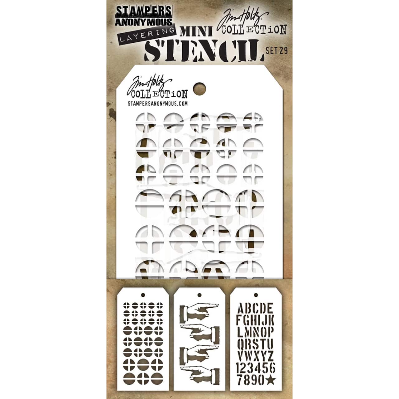 Stampers Anonymous Tim Holtz&#xAE; Mini #29 Layering Stencil Set